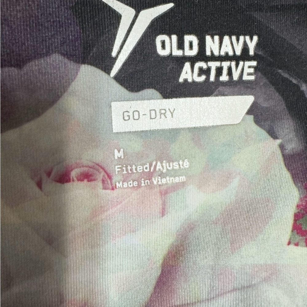 Old Navy active go dry Pink and Purple Floral fitted Leggings size medium - Picture 3 of 5